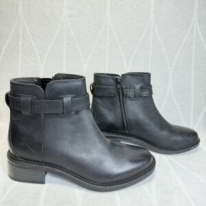 Clarks Maye Ease 26167951 Womens‎ Black Leather Zipper Casual Dress Boots